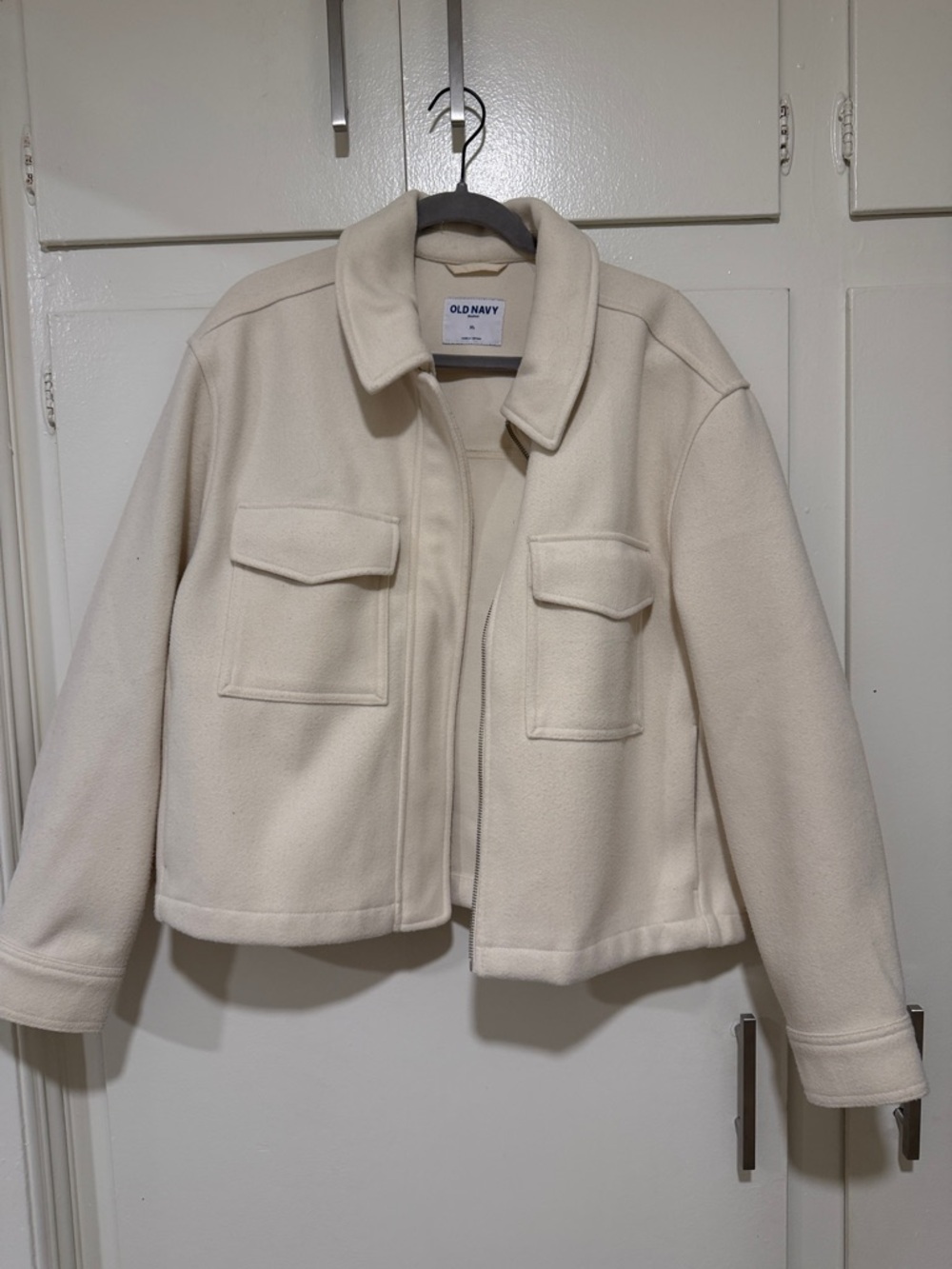 Old Navy Women's Cream Short Collared Jacket